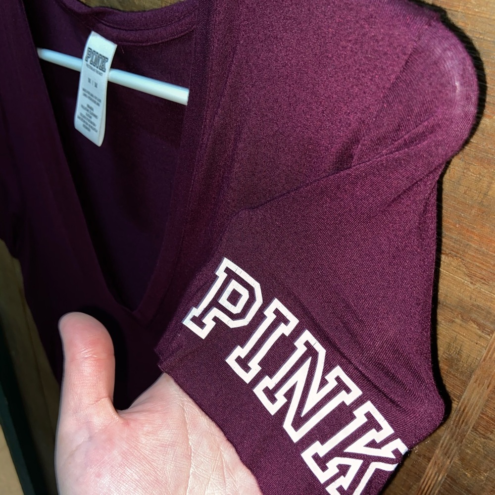 Victoria’s Secret PINK v-neck maroon tee